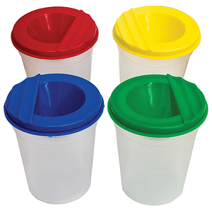x4 Non Spill Paint Pots For Kids (Assorted Coloured Lids) Art & Craft Activities | TG Engineering Plastics Limited